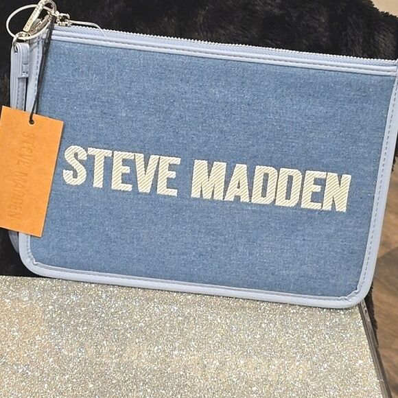 Steve Madden Denim Large Pouch Wristlet